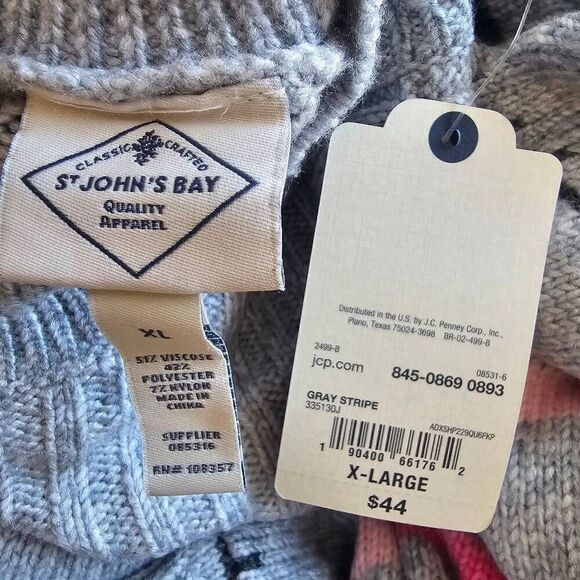 St johns bay womens Sz XL gray pink knit pullover sweater - Picture 7 of 7